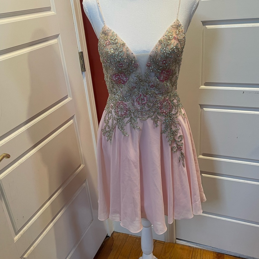 JVN by Jovani Pink Lace Dress